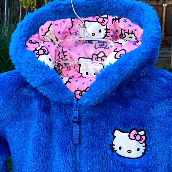 Hello Kitty Sanrio Girls 6 Reversible Puffer Jacket Pink Blue Cute Coat Size 6 - Picture 10 of 12